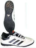 Pair of adidas Astros white and black football boots with studded soles