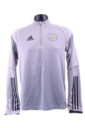 Front view of grey adidas Leicester City FC training top with quarter zip and club badge XS