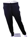 Front view of black Adidas tracksuit bottoms with drawstring waistband