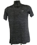 Front view of Gymshark black DRY technology training top size M