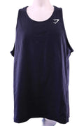 Front view of black Gymshark sleeveless vest in size large