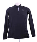 Front view of black Kalenji men's 1/4 zip long sleeve running top