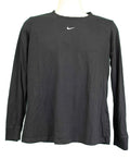 Front view of Men's black long sleeve Nike cotton shirt on mannequin