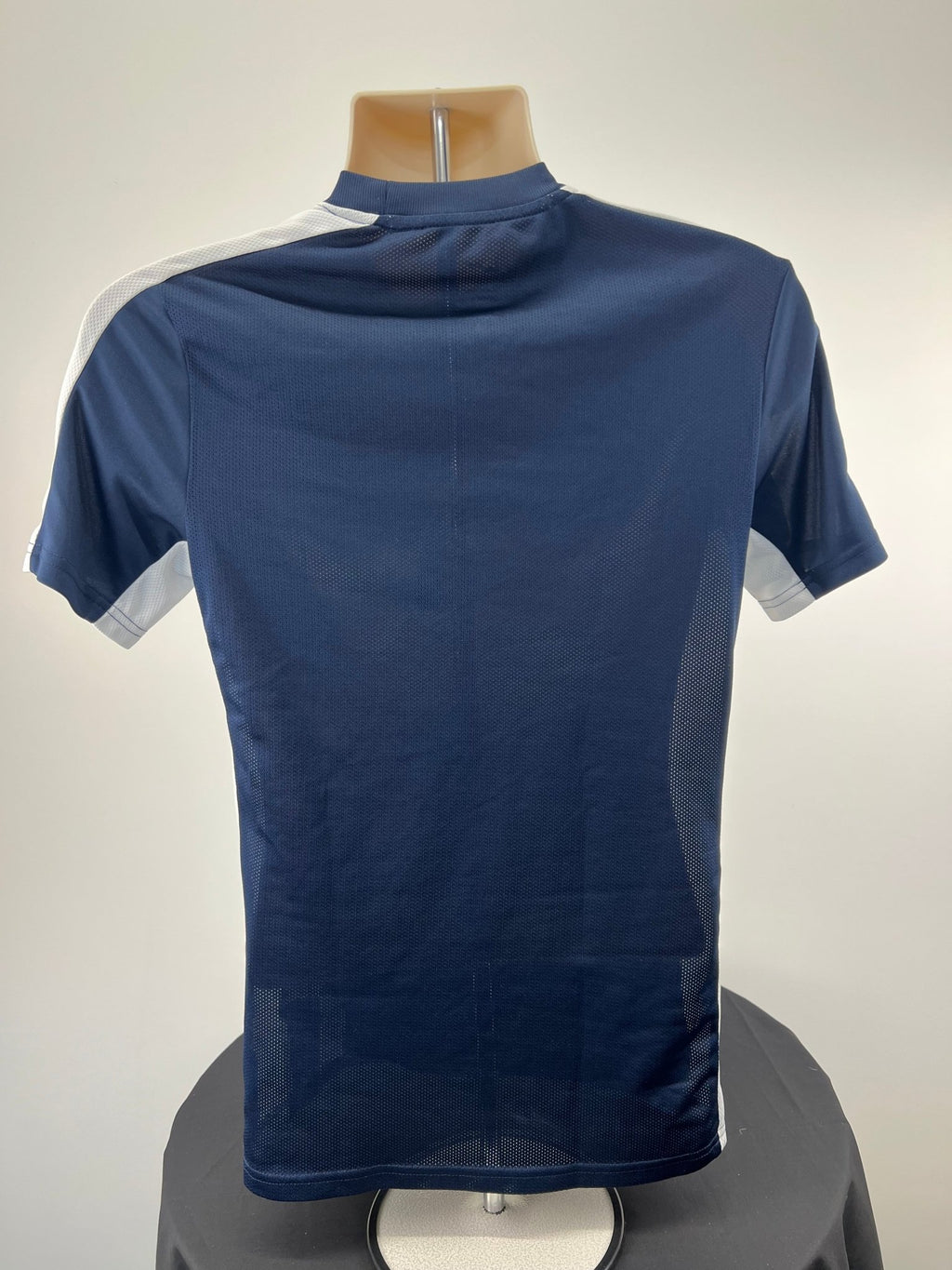 Back view of navy and white Nike Dri-FIT slim fit t-shirt size small