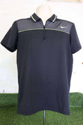 Nike black Dri-FIT polo shirt with zip neck and neon trim, front view