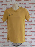 Front view of gold Nike Dri-FIT sports top on mannequin