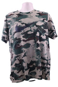Front view of Nike Dri-FIT camo print t-shirt in green and beige, large size