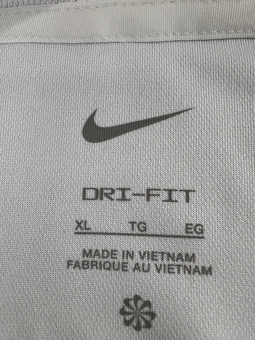 Close-up of Nike Dri-FIT tag inside the polo shirt