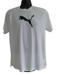 Front view of Puma white sports T-shirt with black logo