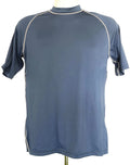 Proact blue short-sleeved rash top with contrast stitching, front view