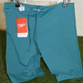 Speedo Endurance green jammer swim shorts displayed on a hanger