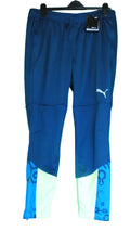 Puma blue sports trousers with DryCell tags and patterned lower legs XL size
