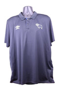 Front view of black Umbro Derby County polo shirt, XXL