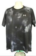 Front view of men's black and grey cloudy patterned Under Armour sports T-shirt on mannequin