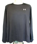 Front view of black Under Armour HeatGear long sleeve sports top size large
