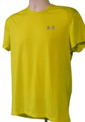Front view of yellow Under Armour Streaker Tee sports top