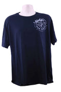 Front view of Under Armour black HeatGear XL t-shirt with Aloha from the Iron Paradise graphic