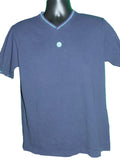 Men's Wimbledon navy blue top with V-neck and embroidered Wimbledon logo displayed on mannequin