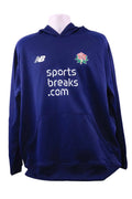 Front view of New Balance England Rugby navy blue hoodie with England Rose and New Balance logos