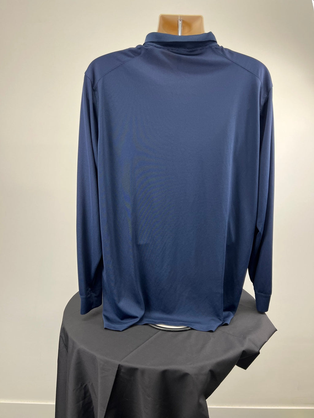 Back view of Nike dark blue long sleeve polo shirt XL