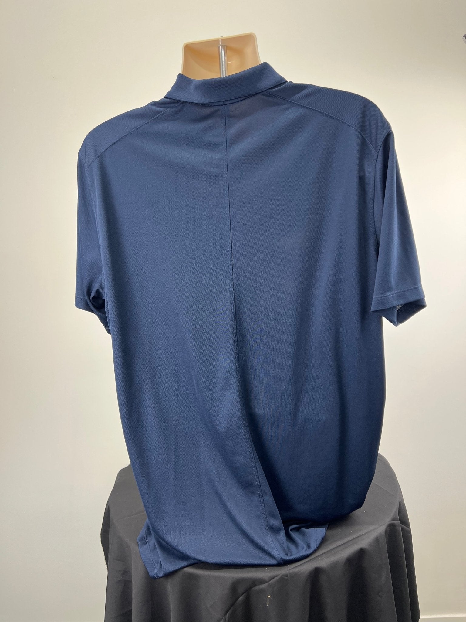 Back view of Nike Dri-FIT navy blue short sleeve polo shirt XL
