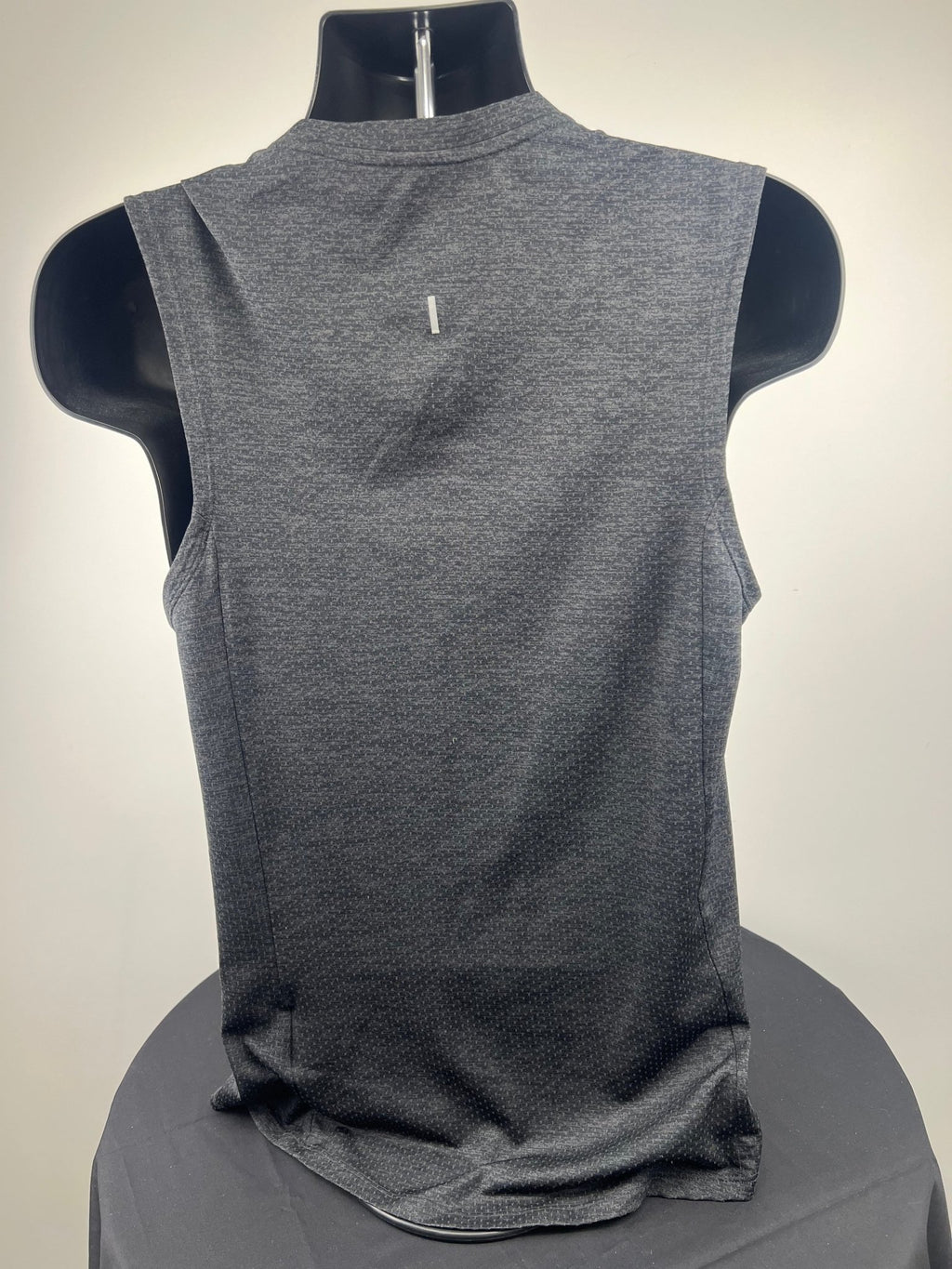 Back view of Nike Dri-FIT sleeveless running top in dark grey, size small
