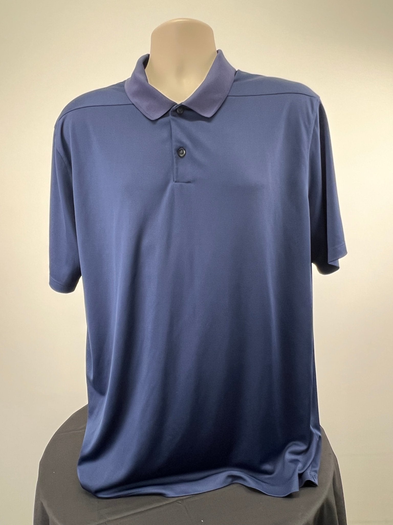 Front view of navy blue Nike Golf short sleeve Dri-FIT polo shirt, XL