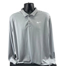Front view of light grey Nike men's Dri-FIT long sleeve polo in XL