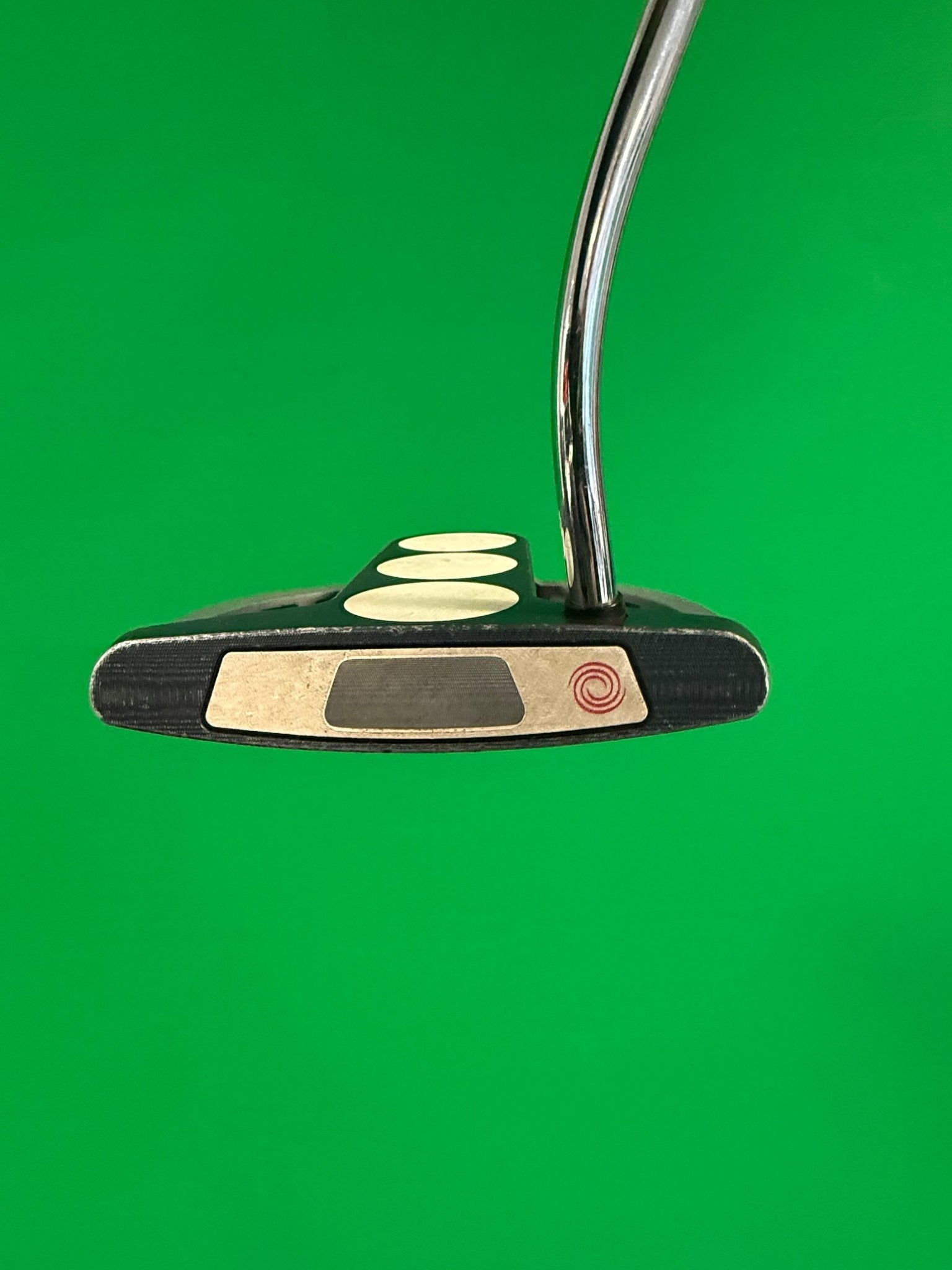 Front face view of Odyssey Tri-ball SRT Putter showing striking surface and alignment