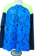  men's Puma blue and neon yellow patterned training top with zip collar