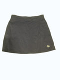 Sergio Tacchini black tennis skirt for women, large size, with subtle gold logo detail. Lightweight and breathable fabric.