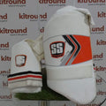 Front view of SS men's cricket thigh pads 15 inch Aerolite with white, red and black detail