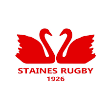 Red swan logo with 'Staines Rugby 1926' text on a white background