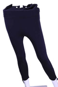 Front view of navy Sweaty Betty cropped leggings with wide waistband
