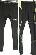 Two pairs of black sports leggings from Sondico and Karrimor 