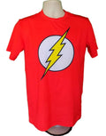 Front view of red Under Armour DC Comics Flash compression t-shirt XL with logo