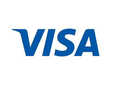Visa logo in blue on a white background