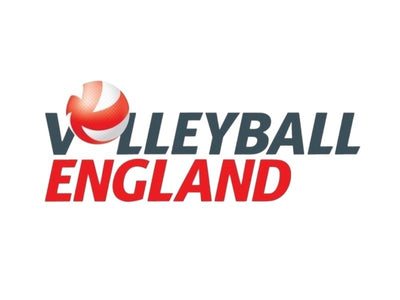 Logo of Volleyball England with a volleyball icon on a white background