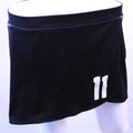 Front view of black adidas skort with number 11 printed