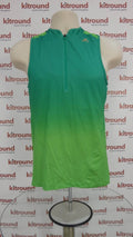 Front view of adidas women's green double layer top on mannequin