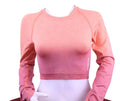 Front view of Gymshark orange and pink seamless long-sleeve crop top on mannequin