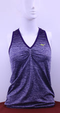 Front view of Mizuno women's purple running vest with racerback design