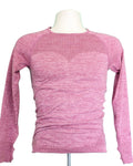Front view of Myprotein Inspire Seamless Long Sleeve Top in burgundy size S