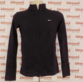 Front view of Nike black Dri-Fit jacket with white Swoosh logo