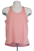 Front view of women's Nike pink Dri-Fit vest with racerback design on mannequin
