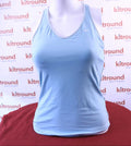 Front view of light blue Nike racerback fitness top on mannequin