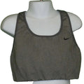 Front view of grey Nike Dri-FIT sports bra on mannequin
