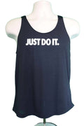 Front view of black Nike Dri-FIT vest with 'JUST DO IT.' slogan