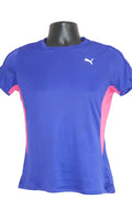Front view of Puma purple and pink sports top on mannequin