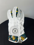 Women's golf glove with taco and beer motif, palm side view